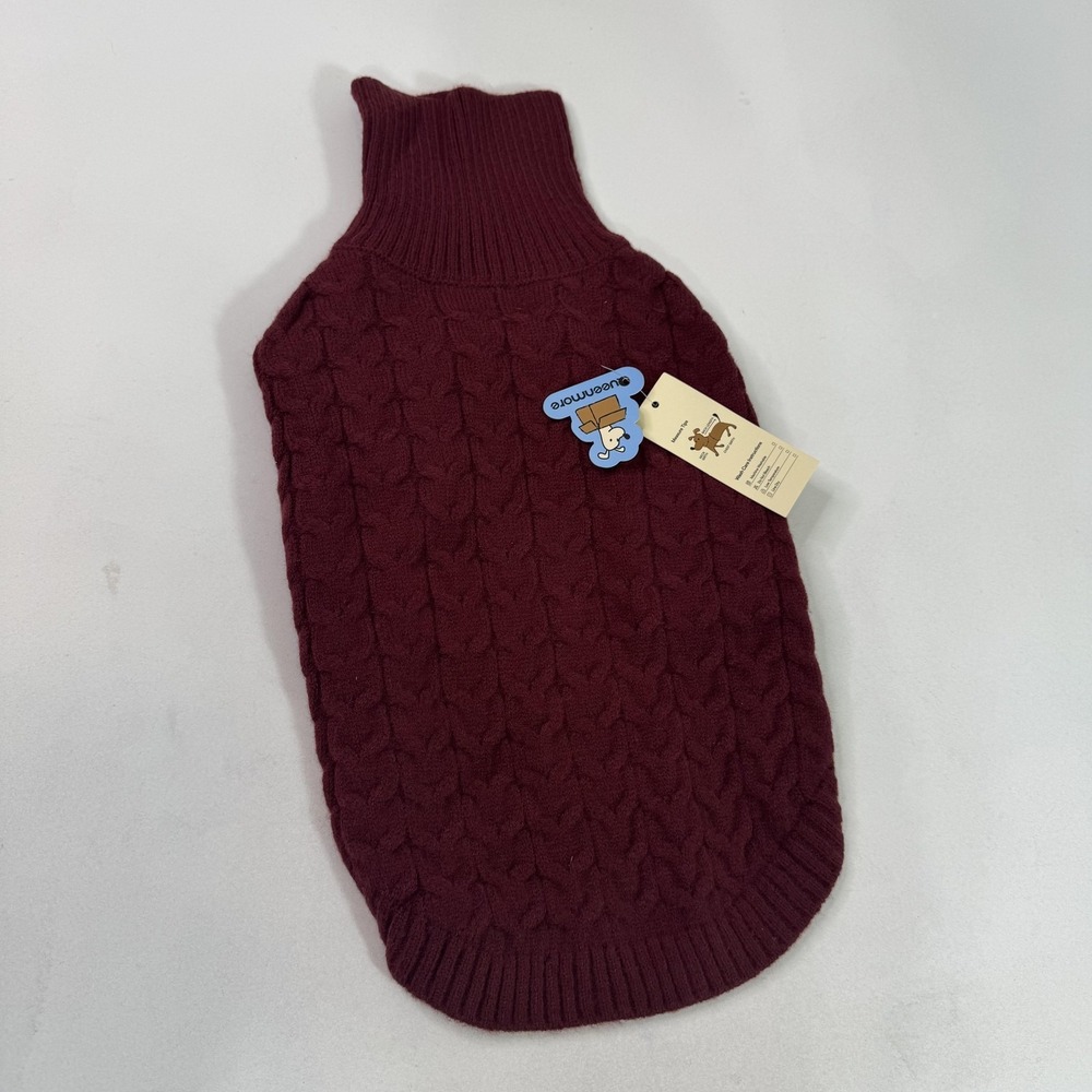 Queenmore Dog Sweater Large L Red Cable Knit Turtleneck Warm Winter Pet Cozy